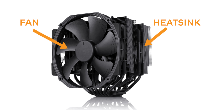 Heatsink and fan in air CPU cooler